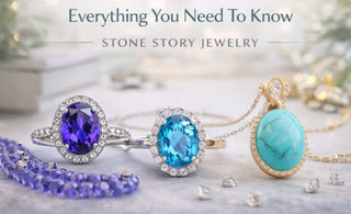 December birthstones guide with tanzanite, zircon and turquoise gemstone jewelry
