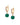 925 sterling silver gold-plated green onyx drop hoop earrings, on white background, featuring faceted green gemstone charms and pavé zircon detailing.