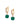 925 sterling silver gold-plated green onyx drop hoop earrings, on white background, featuring faceted green gemstone charms and pavé zircon detailing.
