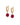925 sterling silver gold-plated onyx gemstone drop huggie earrings with pavé zircon detailing, on white background,featuring faceted red gemstone charms.