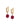925 sterling silver gold-plated onyx gemstone drop huggie earrings with pavé zircon detailing, on white background,featuring faceted red gemstone charms.