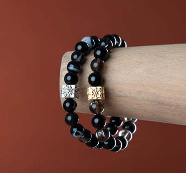 Black Lace Agate Bracelet for Balance & Protection