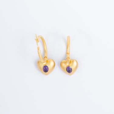 Aura Heart Amethyst Hoops