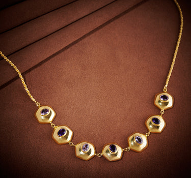Golden Aura Amethyst Choker Necklace