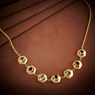 Golden Aura Amethyst Choker Necklace
