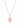 A delicate chain necklace made in 925 Sterling Silver rhodium plated with a small clear stone accent and rose quartz gemstone pendant on a white background.