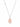 A delicate chain necklace made in 925 Sterling Silver rhodium plated with a small clear stone accent and rose quartz gemstone pendant on a white background.