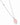A delicate chain necklace made in 925 Sterling Silver rhodium plated with a small clear stone accent and rose quartz gemstone pendant on a white background.