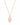 A delicate chain necklace made in 925 Sterling Silver 18K Gold plated with a small clear stone accent and rose quartz gemstone pendant on a white background.