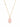 A delicate chain necklace made in 925 Sterling Silver 18K Gold plated with a small clear stone accent and rose quartz gemstone pendant on a white background.