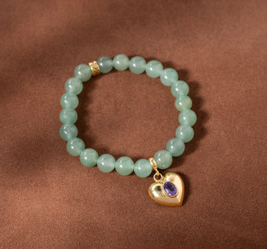 Green Aventurine Bracelet with Heart Charm