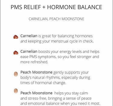 PMS Relief & Hormone Balance  Bracelet- Carnelian, Peach Moonstone Natural Stones