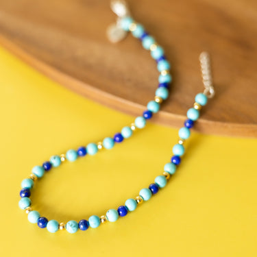 Turquoise & Lapis Lazuli multi stone anklet