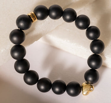 Black onyx matt with heart charm