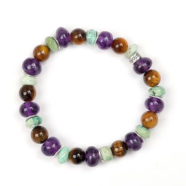 Protection Bracelet- Turquoise Baati, Amethyst, Tiger Eye-Multi Stone Healing Bracelet