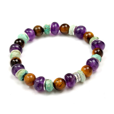 Protection Bracelet- Turquoise Baati, Amethyst, Tiger Eye-multi stone healing bracelet