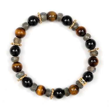 Protection Bracelet- Black Tourmaline, Tiger Eye, Labradorite-Multi Stone Healing Bracelet