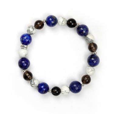 Nexus of Serenity- Howlite, Lapis Lazuli, Smoky Quartz-Multi Stone Healing Bracelet