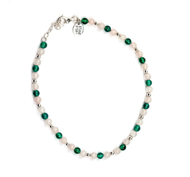 Rose Quartz & Green onyx multi stone anklet