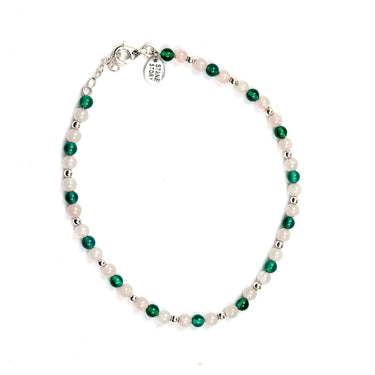 Rose Quartz & Green onyx multi stone anklet