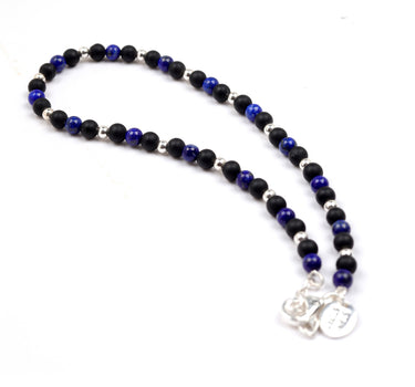 Matt onyx & Lapis Lazuli multi stone anklet