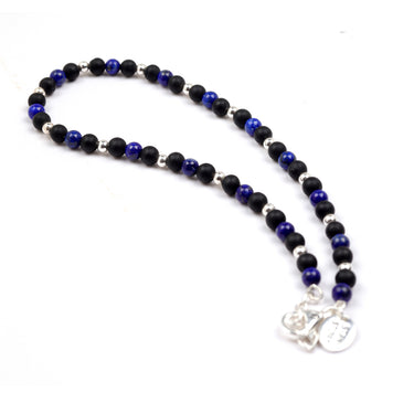 Matt onyx & Lapis Lazuli multi stone anklet