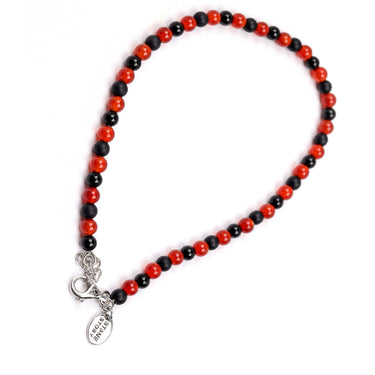 Carnelian & black onyx multi stone anklet