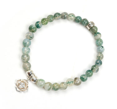 May - Moss Agate with flower charm