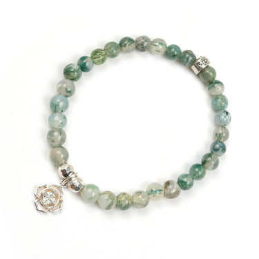 May - Moss Agate with flower charm