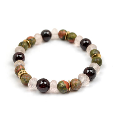 Alchemy of Love - Unakite, Garnet, Rose Quartz-Multi Stone Healing Bracelet