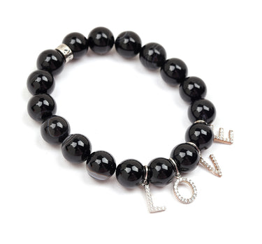 Love bracelet with Black Agate Stones