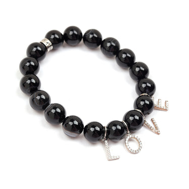 Love bracelet with Black Agate Stones