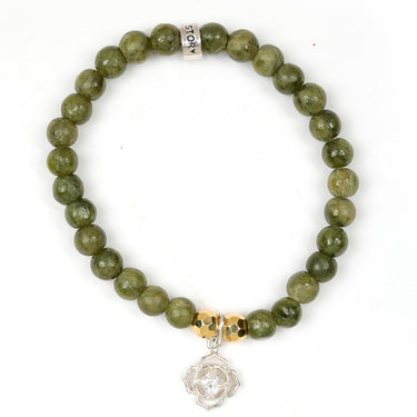 For Luck : Jade with flower charm