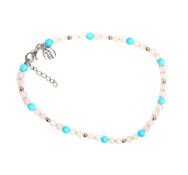 Rose Quartz & Turquoise multi stone anklet