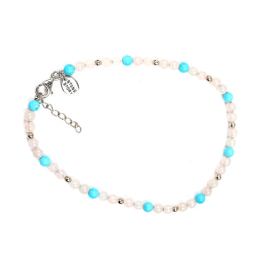 Rose Quartz & Turquoise multi stone anklet