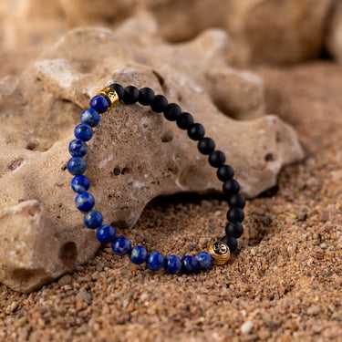 Lapis Lazuli and Black Onyx Aum Bracelet