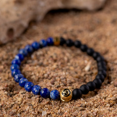 Lapis Lazuli and Black Onyx Aum Bracelet