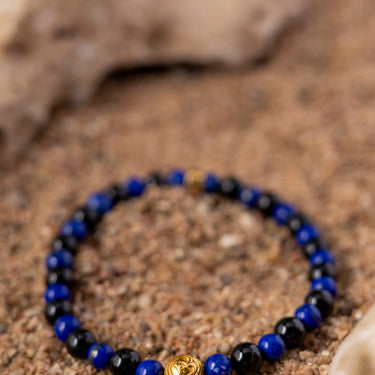Lapis Lazuli and Black Tourmaline Aum Bracelet
