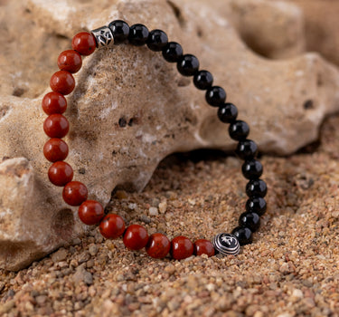 Red Jasper & Black Tourmaline Bracelet for Protection & Courage