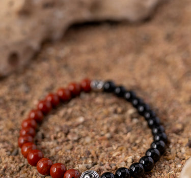Red Jasper & Black Tourmaline Bracelet for Protection & Courage