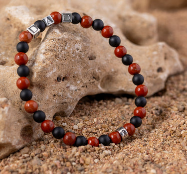 Red Jasper & Black Onyx Bracelet for Protection & Inner Strength