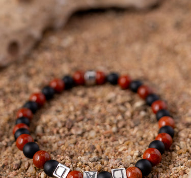 Red Jasper & Black Onyx Bracelet for Protection & Inner Strength
