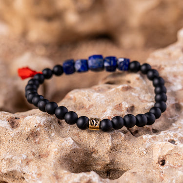 Black Onyx and Lapis Lazuli  Bracelet