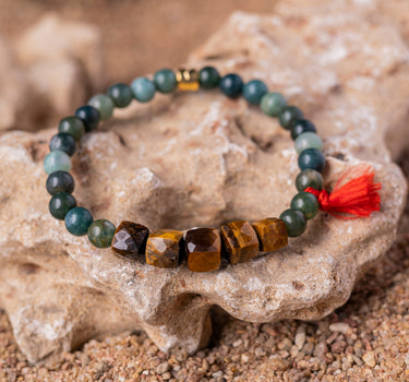 Moss Agate with Tiger's Eye Bracelet