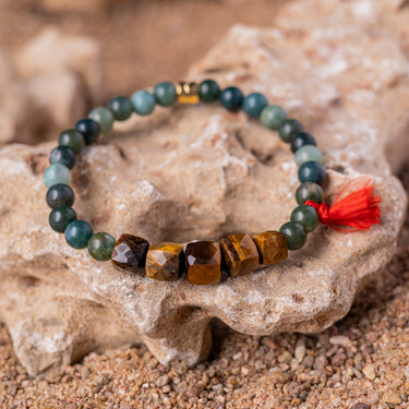 Moss Agate with Tiger's Eye Bracelet