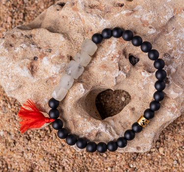Black Onyx and Rutile Quartz Bracelet