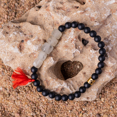 Black Onyx and Rutile Quartz Bracelet