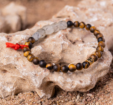 Tiger's Eye and Rutile Quartz  Bracelet