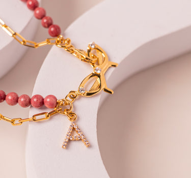 Pretty in Pink Rhodonite Charm Bracelet