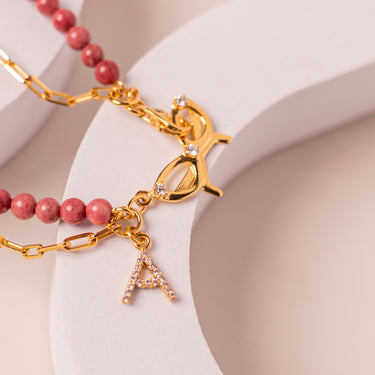 Pretty in Pink Rhodonite Charm Bracelet